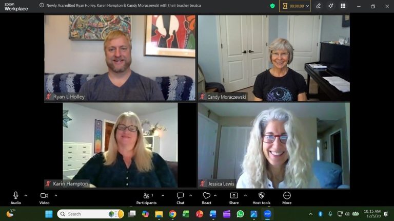 Newly Accredited Ryan Holley Karen Hampton Candy Moraczewski with their teacher Jessica 768x430